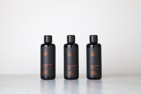 Three bottles of Body Oil by The Broad Place | Product branding by Folke Army